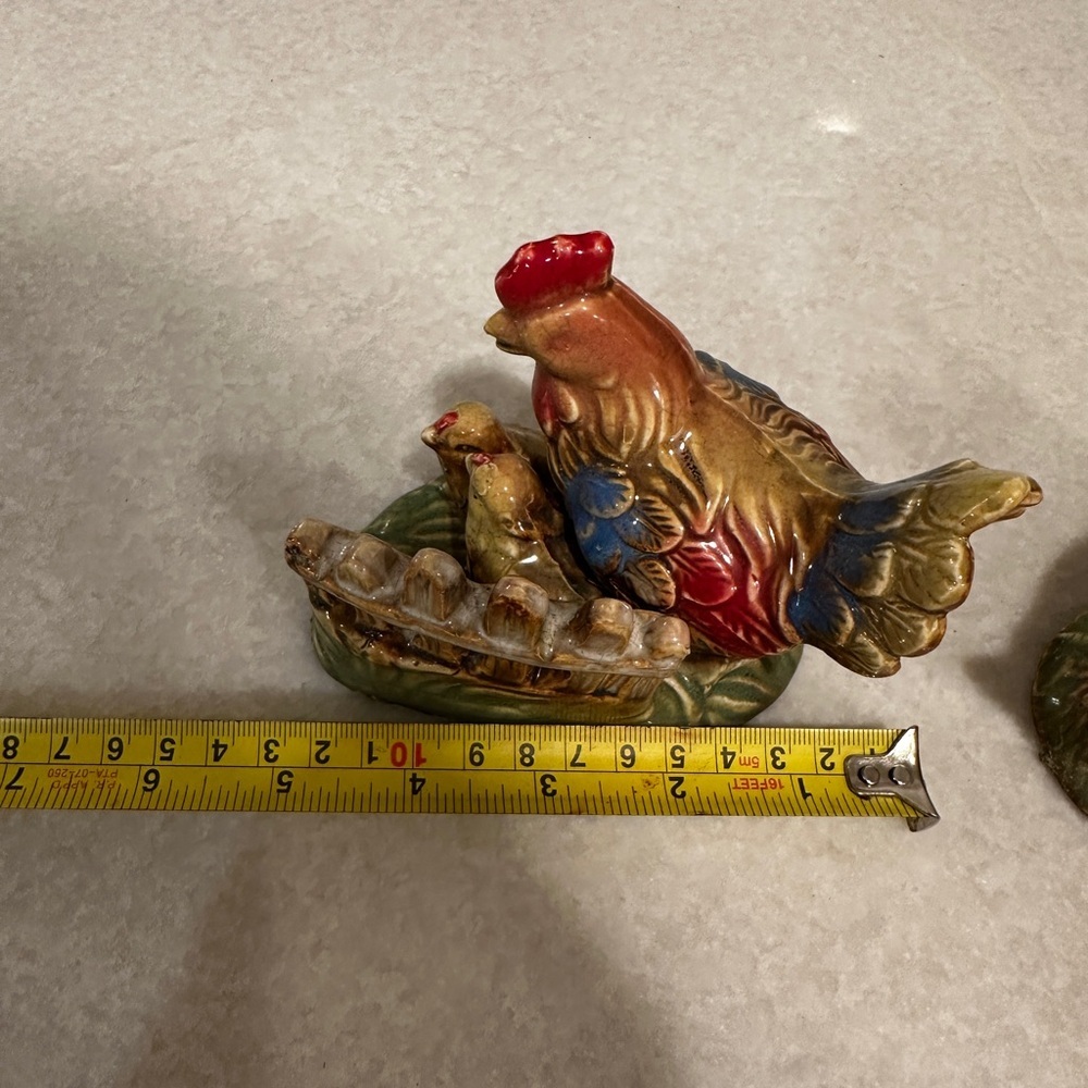Pair of vintage glazed ceramic rooster figurines - Picture 6 of 10